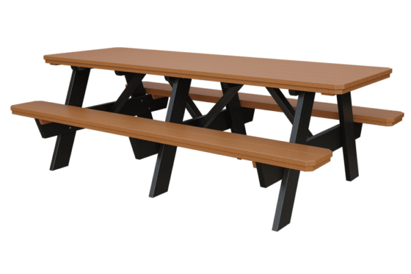 3' x 8' Poly Picnic Table w/ Benches Attached