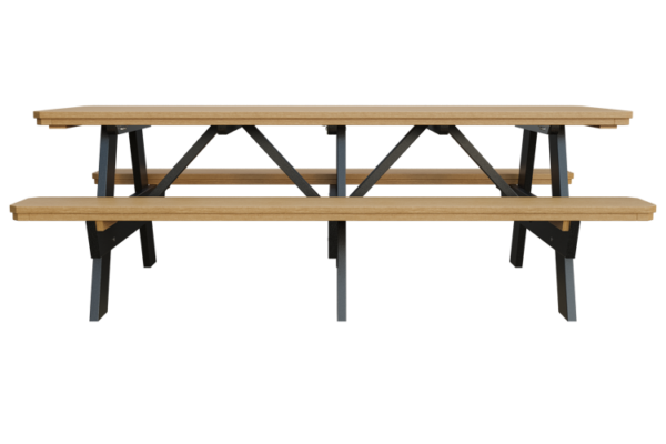 3' x 8' Poly Picnic Table w/ Benches Attached - Image 3