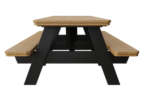 3' x 8' Poly Picnic Table w/ Benches Attached - Image 2