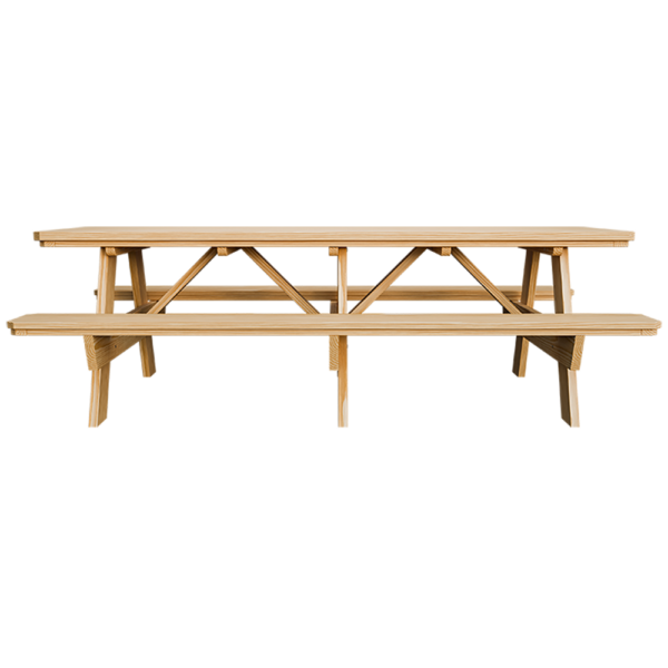 3’ x 8’ Wood Picnic Table w/ Benches Attached - Image 2