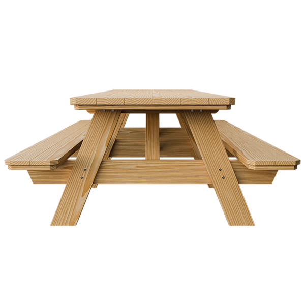 3’ x 8’ Wood Picnic Table w/ Benches Attached - Image 3
