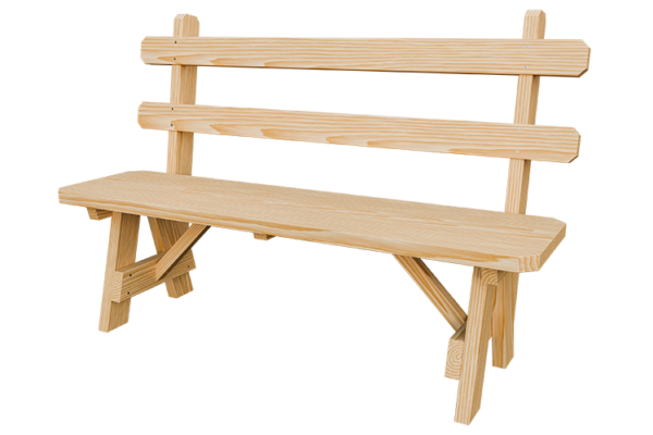54” Wood Bench w/ Back