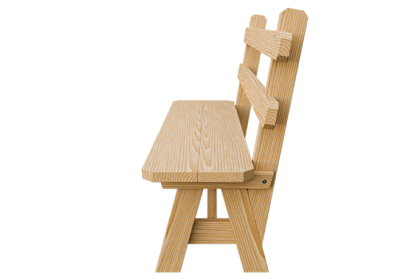 54” Wood Bench w/ Back - Image 3