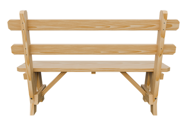 54” Wood Bench w/ Back - Image 5