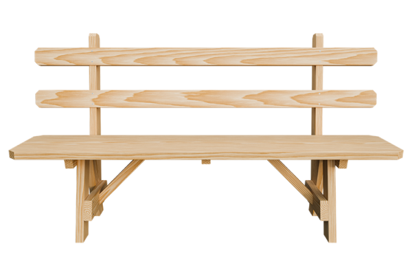 66” Wood Bench w/ Back - Image 4