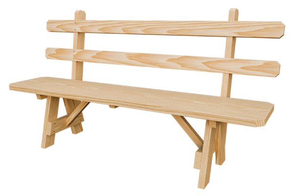 66” Wood Bench w/ Back