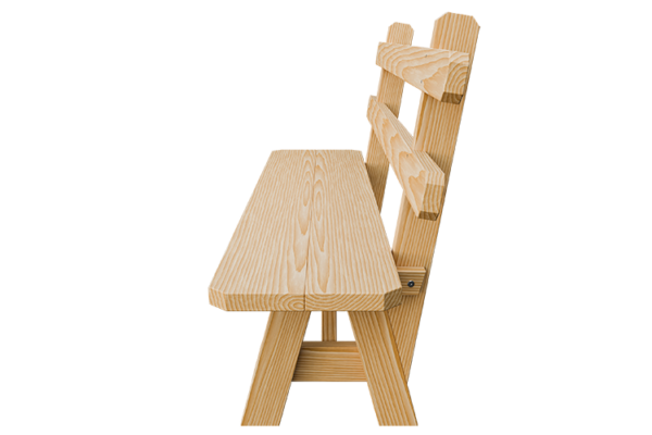 66” Wood Bench w/ Back - Image 3