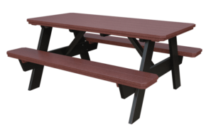 3' x 6' Poly Picnic Table w/ Benches Attached