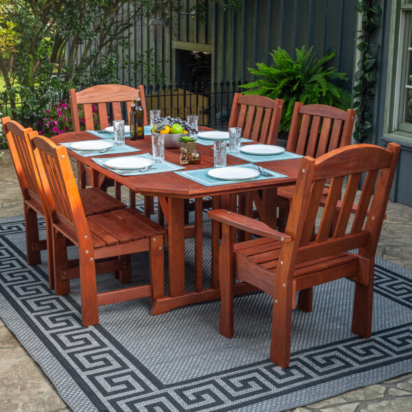 4' x 6' Wood English Garden 7 Piece Dining Set - Image 5