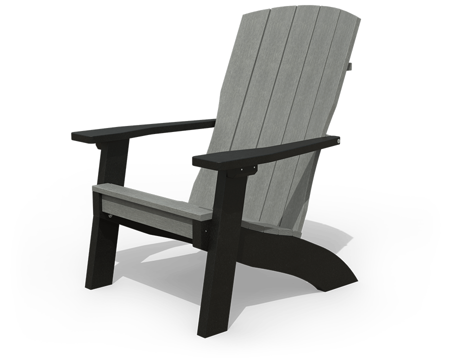 Gray and black Coastal Adirondack chair.