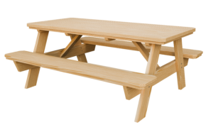 3’ x 6’ Wood Picnic Table w/ Benches Attached