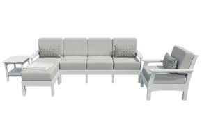 VaraMora Patio 4-Piece Set: 4-Seat Sofa, Chair, Side Table, and Ottoman with Hideaway Tray