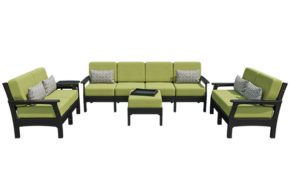 VaraMora Patio 5-Piece Set: 4-Seat Sofa, 2 Loveseats, 1 Side Table, and Ottoman with Hideaway Tray