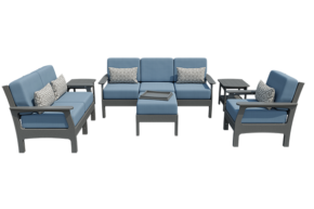 VaraMora Patio 6-Piece Set: 3-Seat Sofa, Loveseat, Chair, 2 Side Tables, and Ottoman with Hideaway Tray