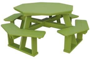 5' Poly Octagon Picnic Table w/ Benches Attached