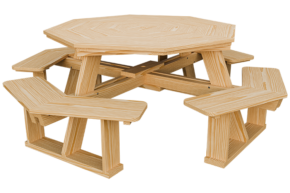 5’ Wood Octagon Picnic Table w/ Benches Attached