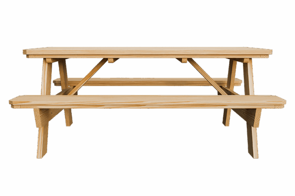 3’ x 6’ Wood Picnic Table w/ Benches Attached - Image 4