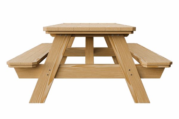 3’ x 6’ Wood Picnic Table w/ Benches Attached - Image 3