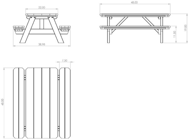 Li'l Poly Picnic Table w/ Benches Attached - Image 8