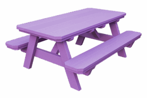 Li'l Poly Picnic Table w/ Benches Attached