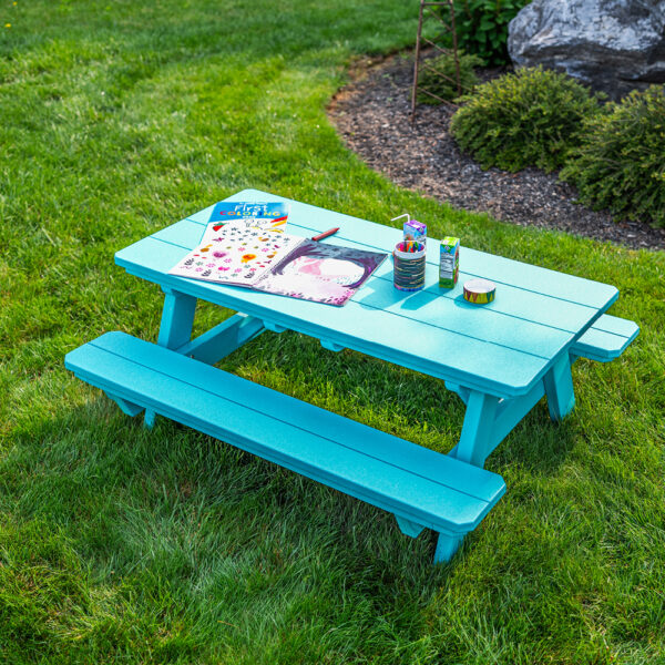 Li'l Poly Picnic Table w/ Benches Attached - Image 2